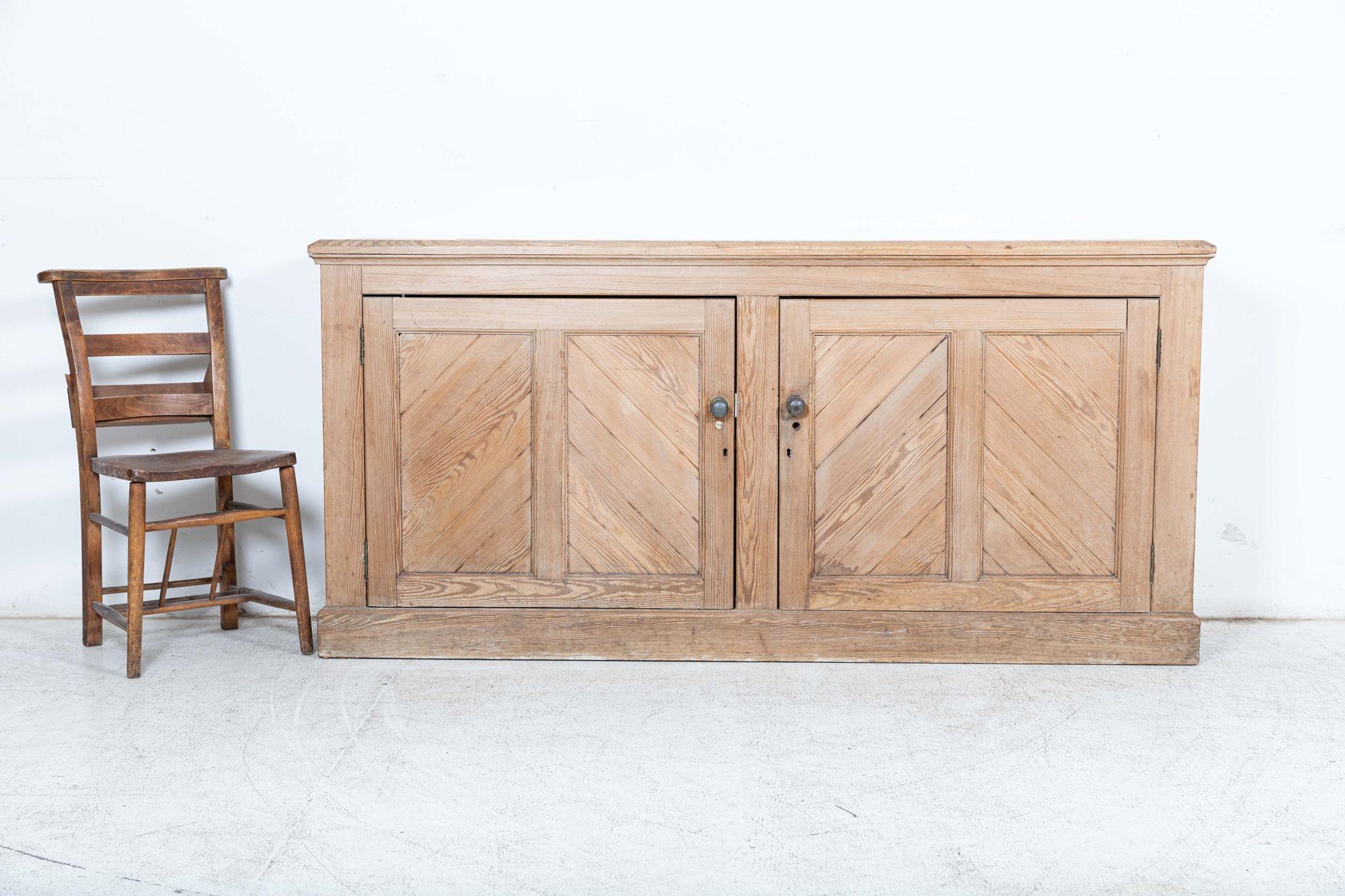 Mid-19th Century Large 19th C English Pine Paneled Dresser Base
