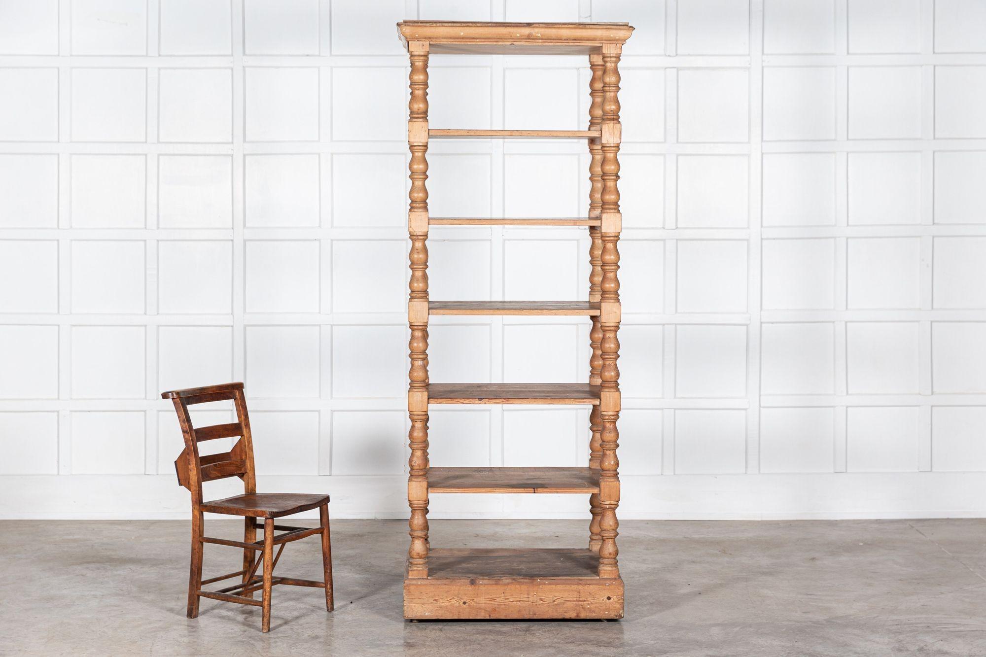 Circa 1860.
Large 19th c English pine pantry etagere shelves on castors.

sku 1383
Measures: W 84 x D 63 x H 215 cm