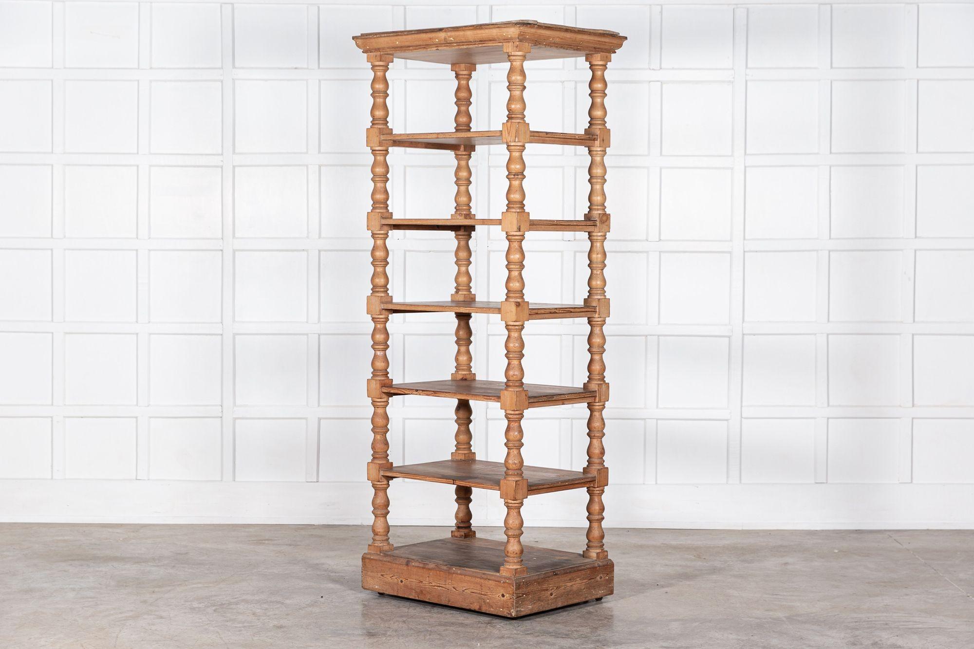 Large 19thC, English Pine Pantry Etagere Shelves on Castors In Good Condition For Sale In Staffordshire, GB