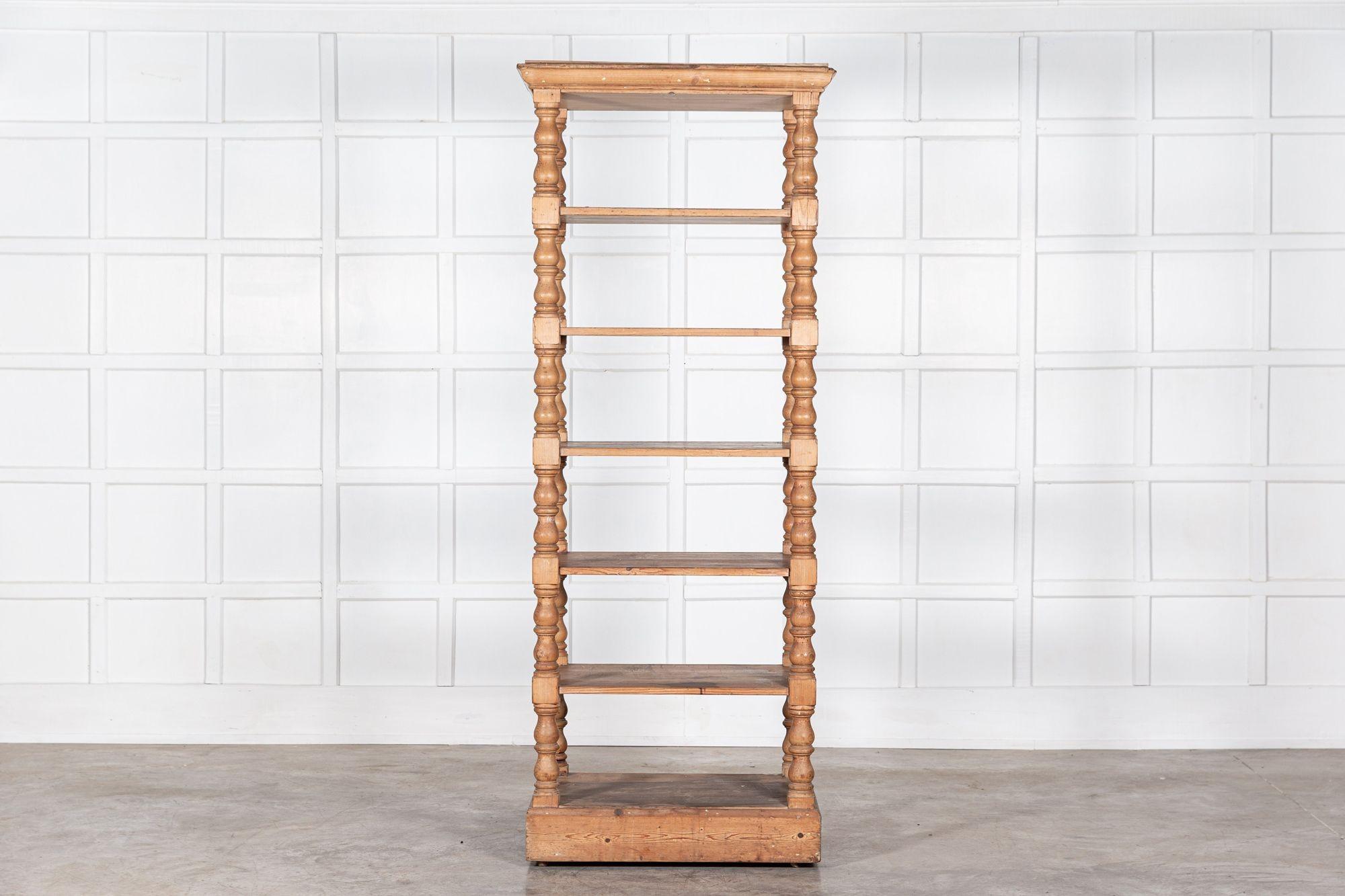 Large 19thC, English Pine Pantry Etagere Shelves on Castors For Sale 1