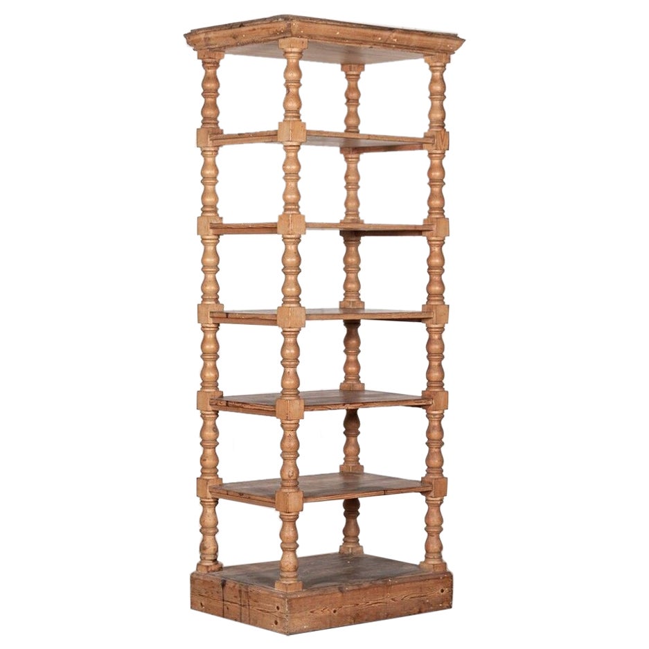 Large 19thC, English Pine Pantry Etagere Shelves on Castors