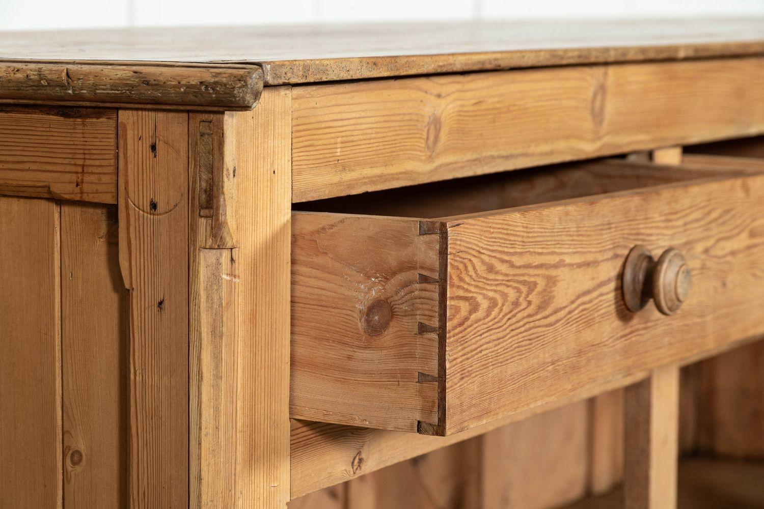 Large 19thC English Pine Shop Counter For Sale 8