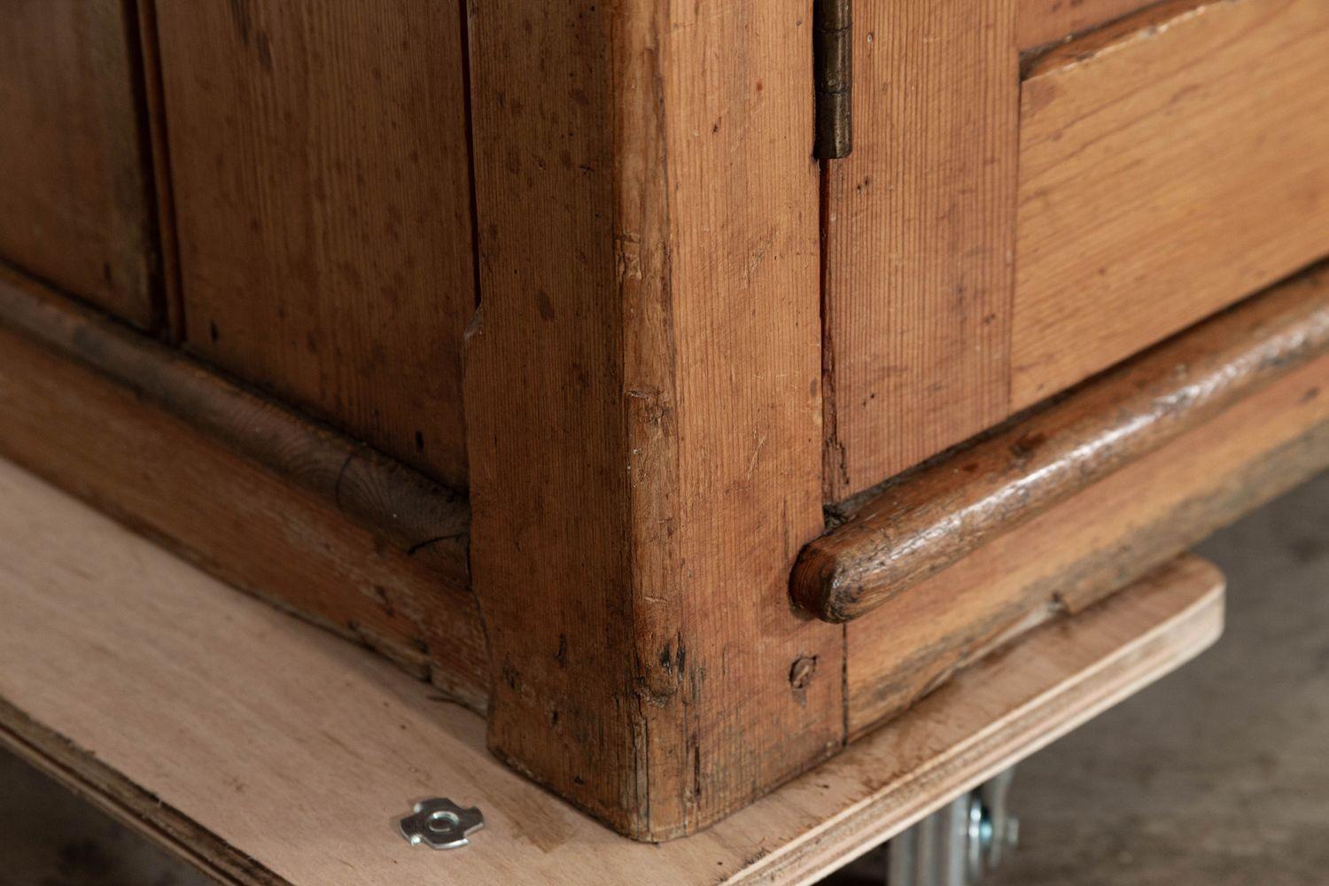 Large 19thC English Pine Waterfall Dresser For Sale 6