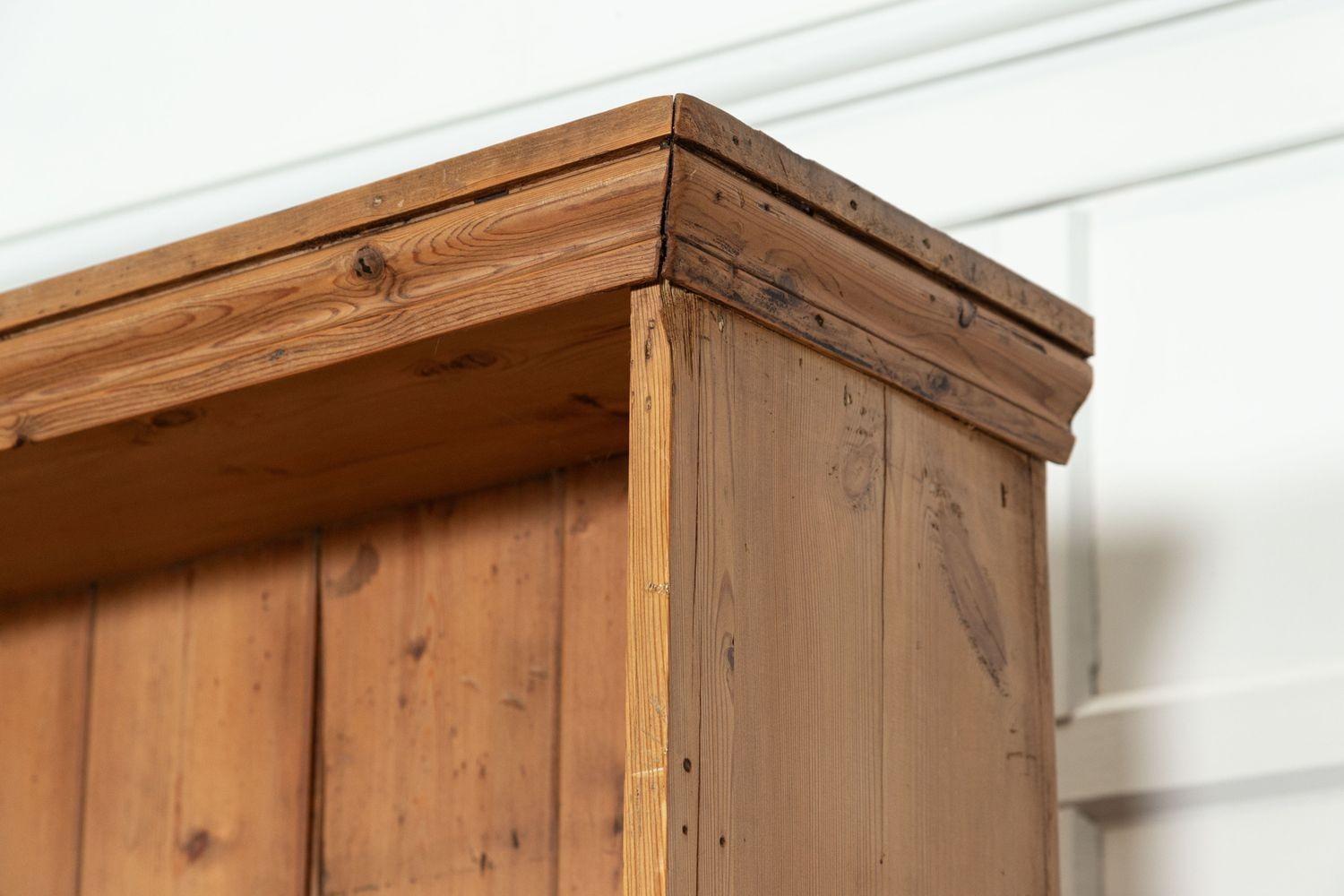 Large 19thC English Pine Waterfall Dresser For Sale 7