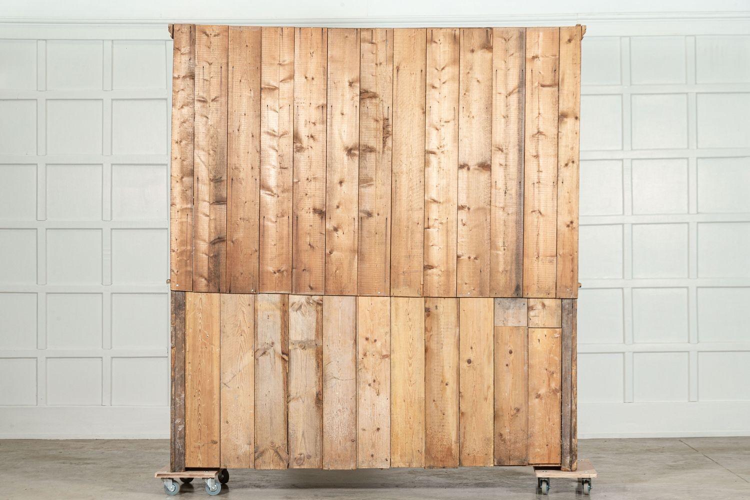 Large 19thC English Pine Waterfall Dresser For Sale 14