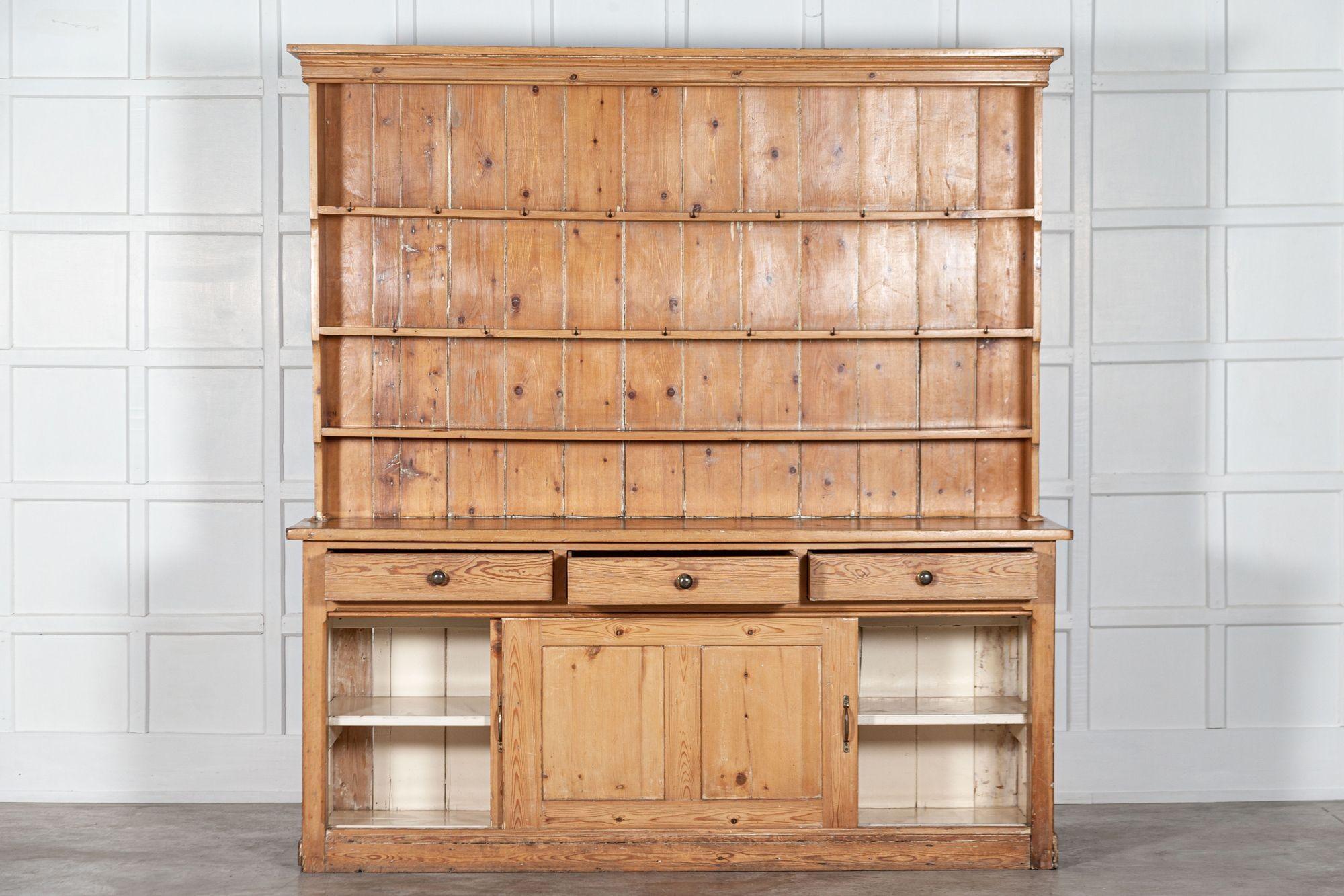 circa 1890
Large 19th century English pine waterfall dresser
We can also customise existing pieces to suit your scheme/requirements. We have our own workshop, restorers and finishers. From adapting to finishing pieces including, stripping,