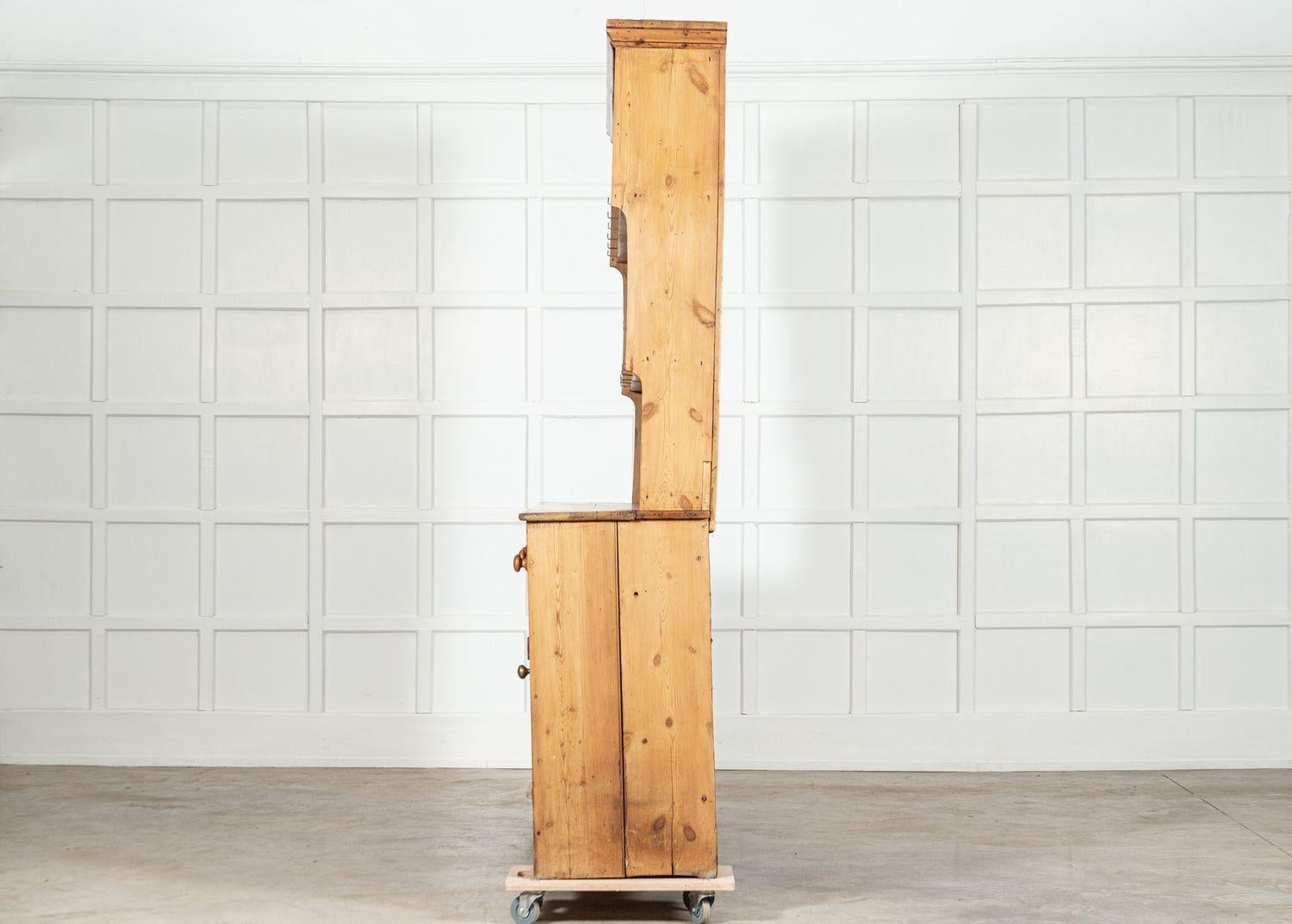 Large 19thC English Pine Waterfall Dresser For Sale 3