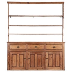 Large 19thC English Pine Waterfall Dresser