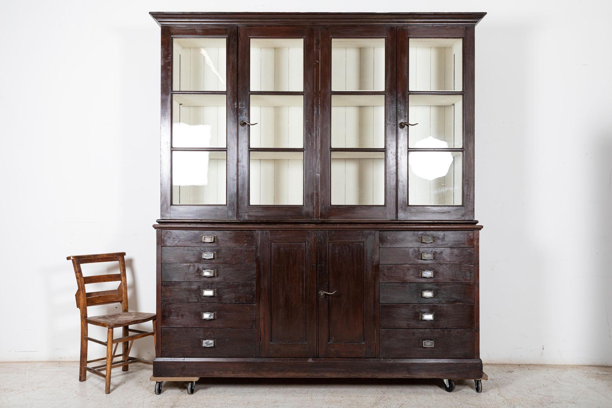 Late 19th Century Large 19thC English Specimen Display Cabinet / Bookcase For Sale