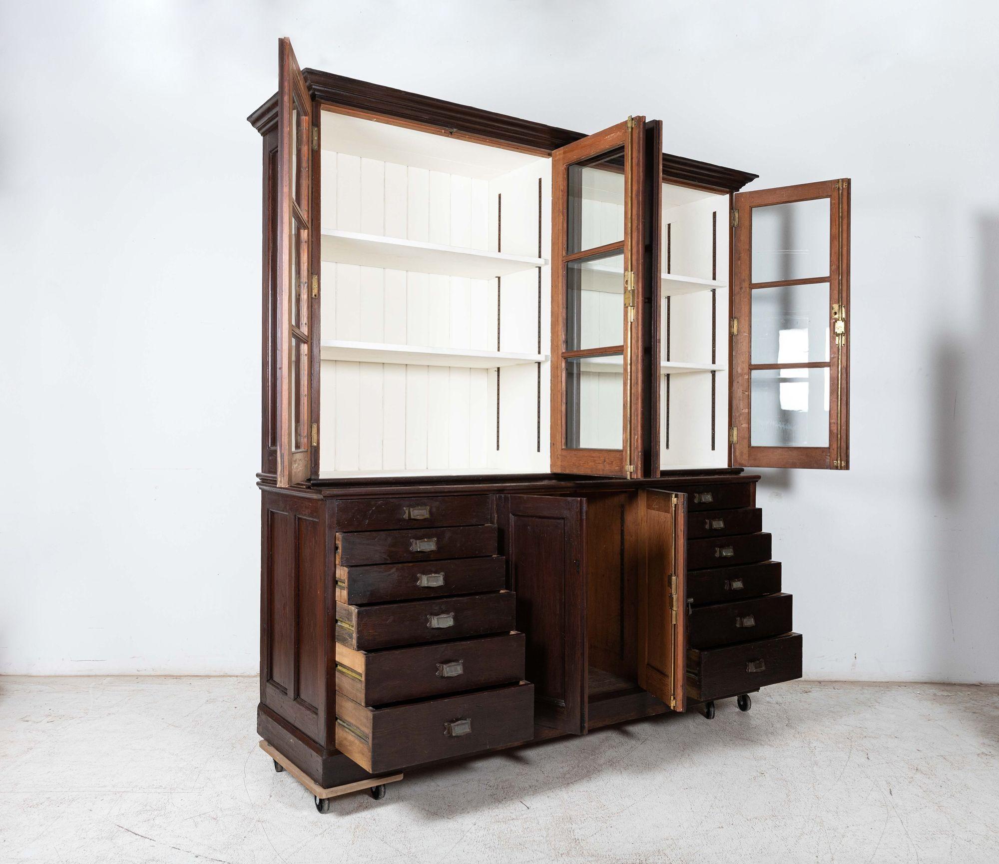 Large 19thC English Specimen Display Cabinet / Bookcase For Sale 1