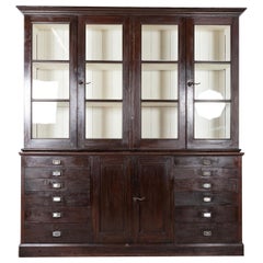 Antique Large 19thC English Specimen Display Cabinet / Bookcase
