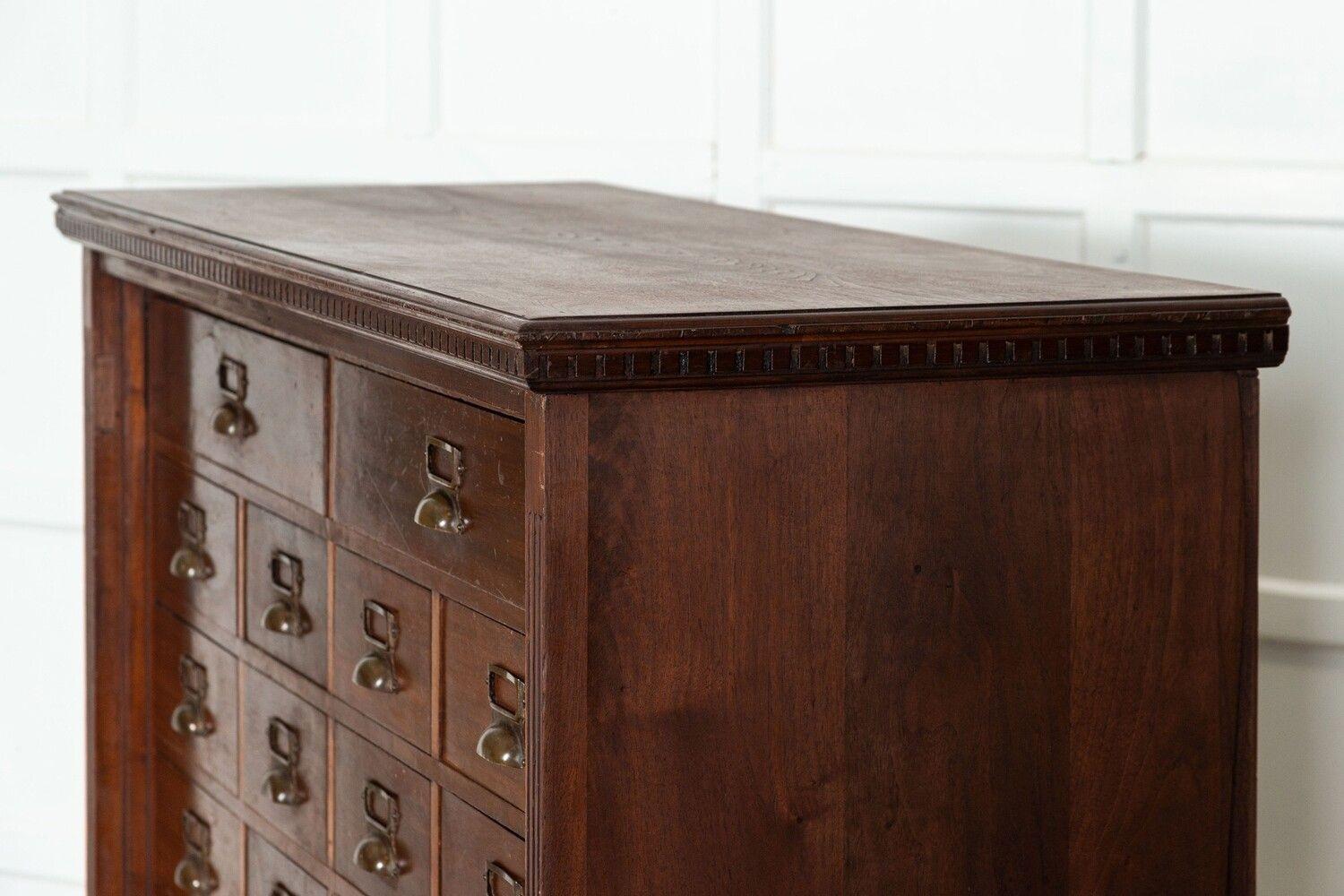 Large 19thC English Walnut Apothecary Bank Drawers For Sale 6
