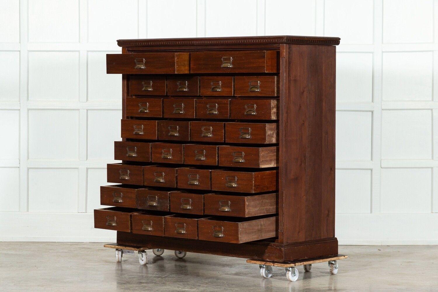 Large 19thC English Walnut Apothecary Bank Drawers For Sale 1