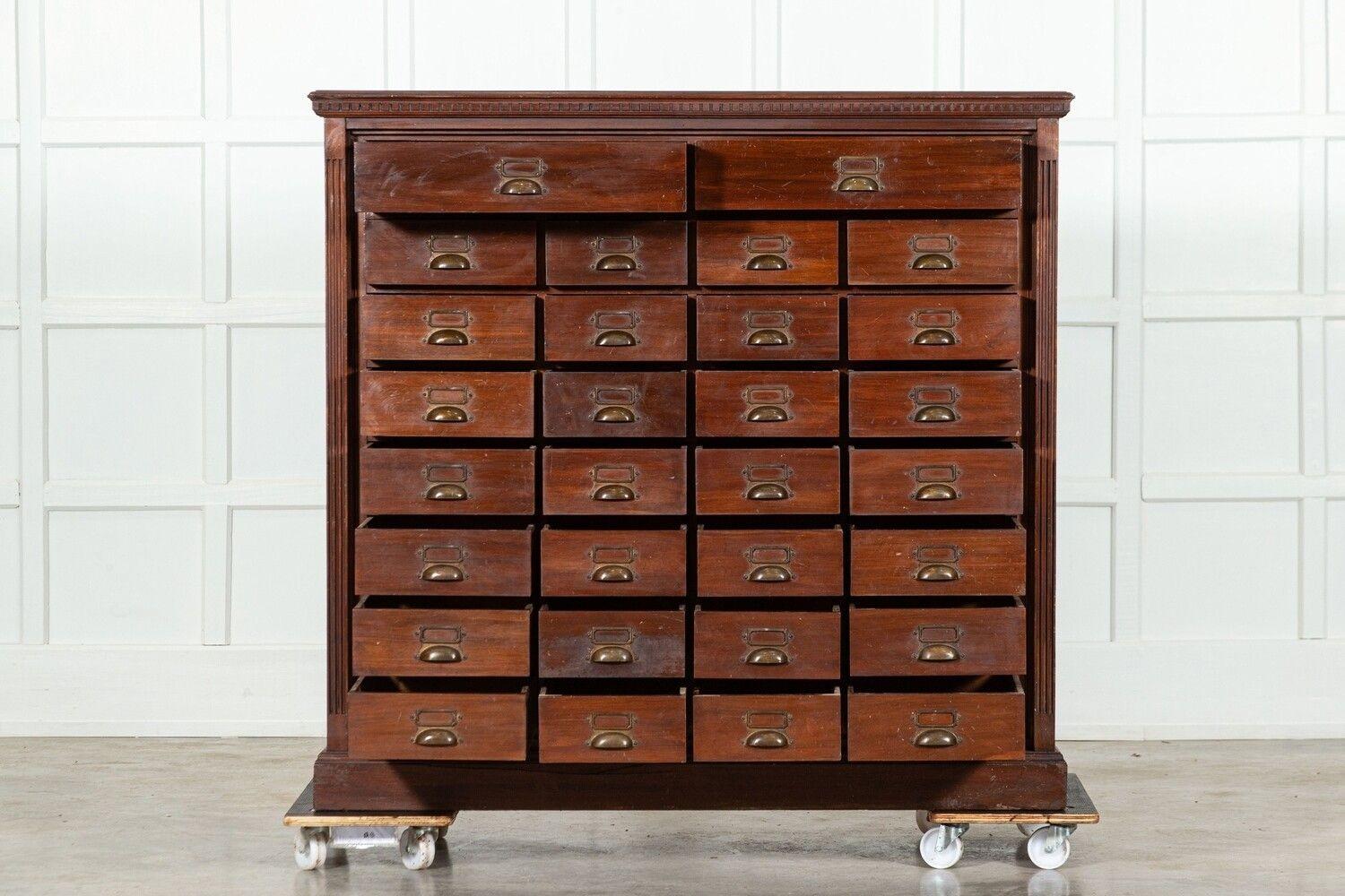 Large 19thC English Walnut Apothecary Bank Drawers For Sale 4