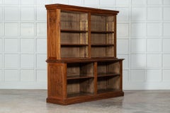 Large 19thC English Walnut & Birch Bookcase