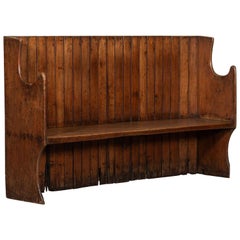 Large 19thC English West Country Low Back Pine Settle