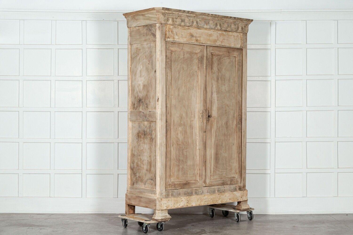 Large 19thc French Bleached Walnut Armoire In Good Condition In Staffordshire, GB