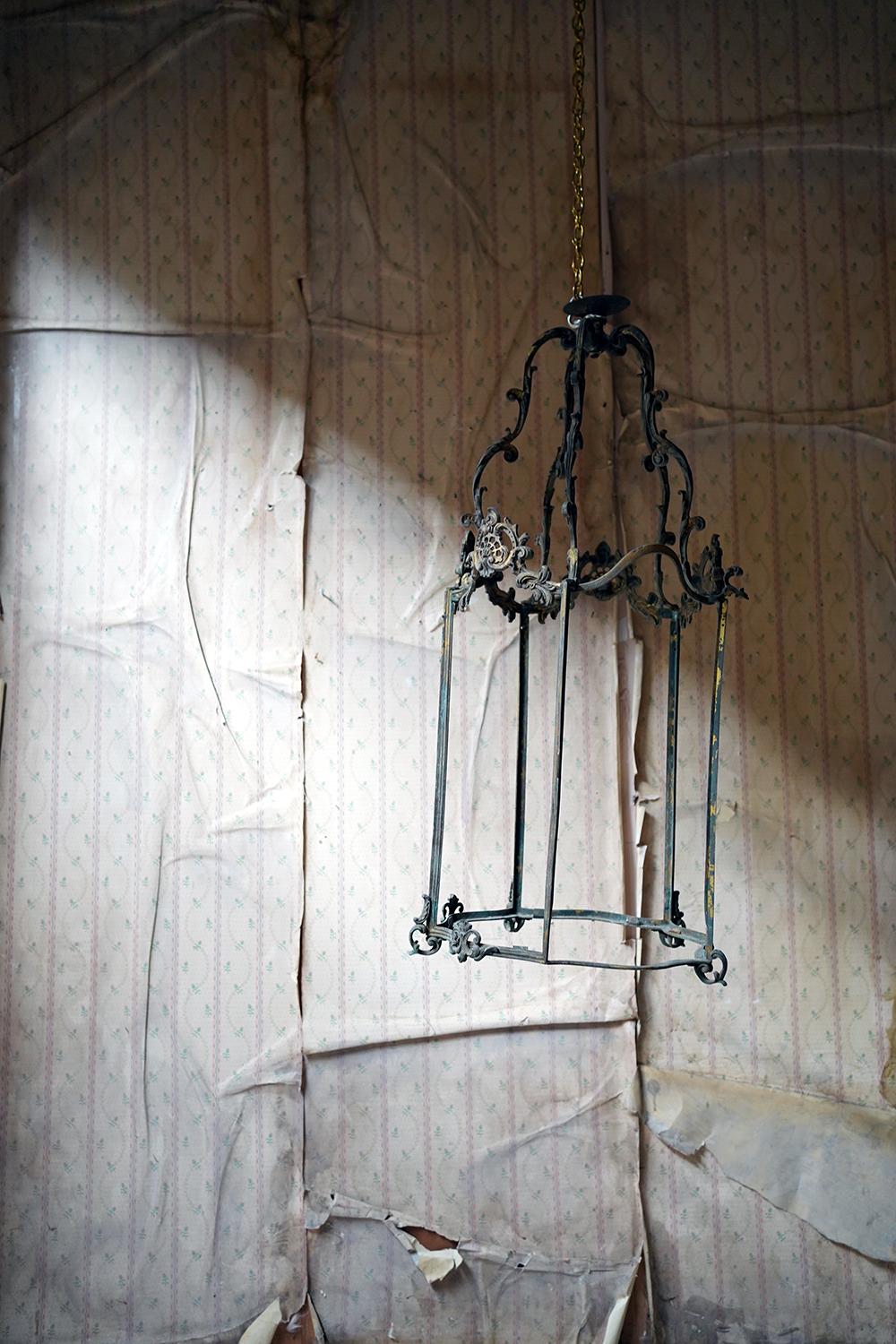 Large 19thC French Brass Rococo Revival Hanging Hall Lantern c.1880 For Sale 14