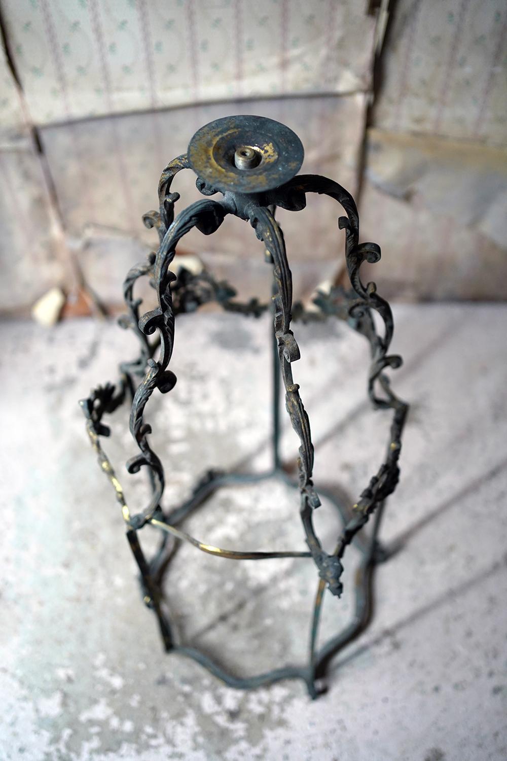 Large 19thC French Brass Rococo Revival Hanging Hall Lantern c.1880 For Sale 4
