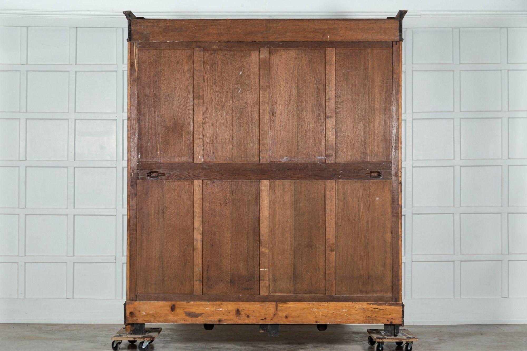 Large 19thC French Ebonised Oak Glazed Bookcase Cabinet 8
