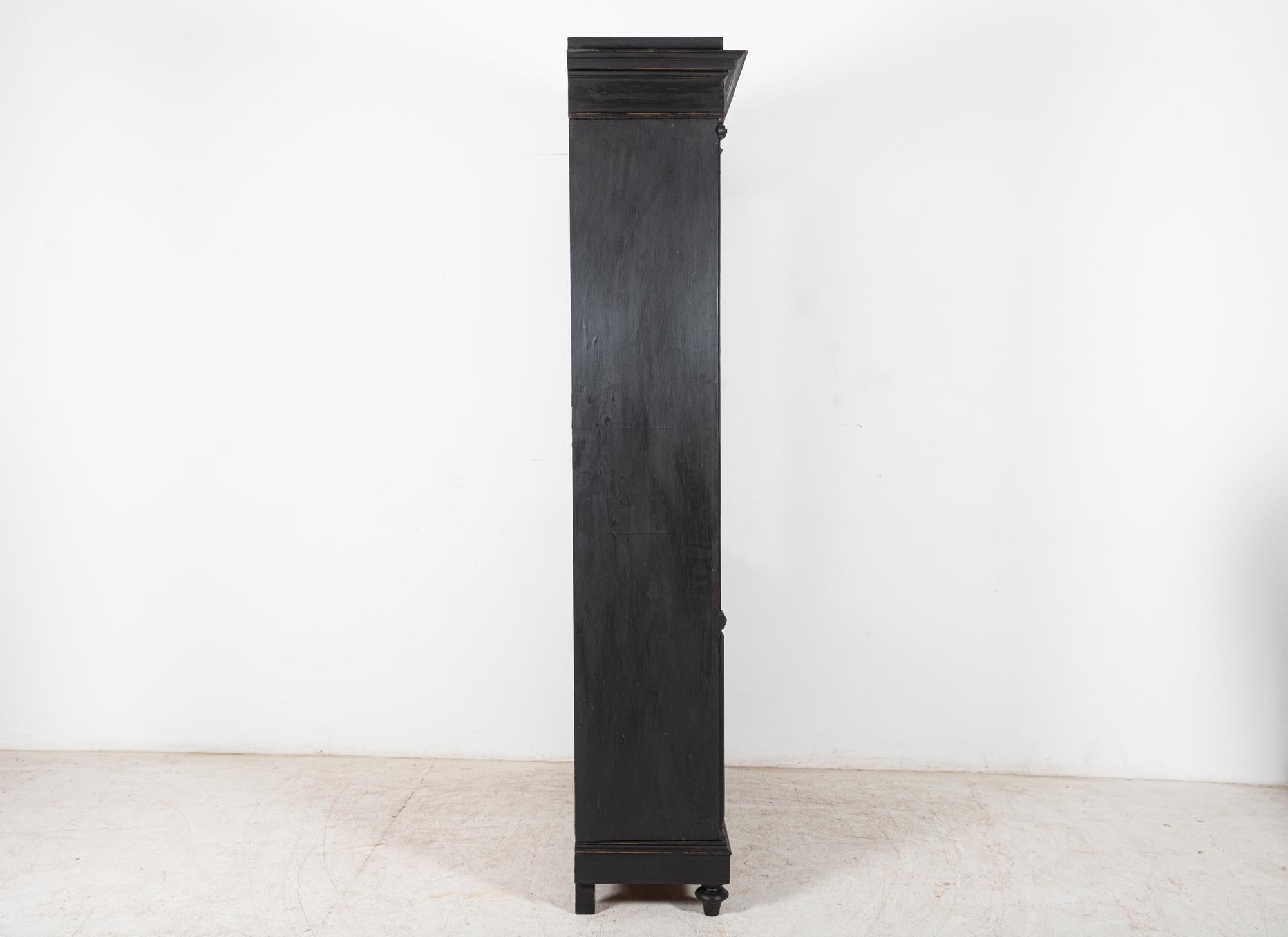 Large 19thC French Ebonized Oak Glazed Vitrine Bookcase 7