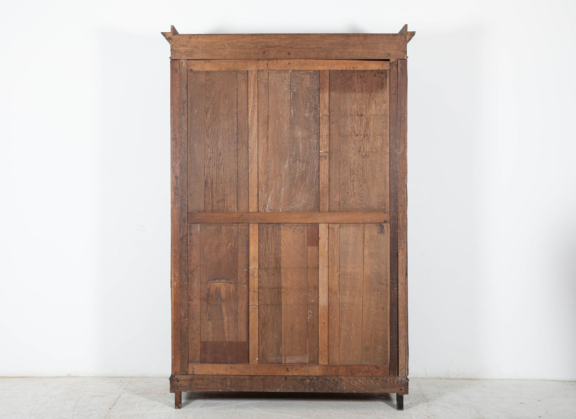 Large 19thC French Ebonized Oak Glazed Vitrine Bookcase 12