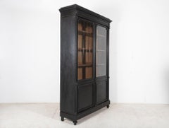 Large 19thC French Ebonized Oak Glazed Vitrine Bookcase