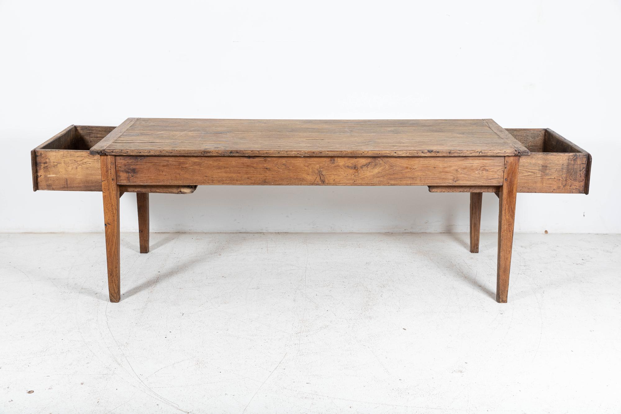 Large 19thC French Elm Farmhouse Refectory Table For Sale 5