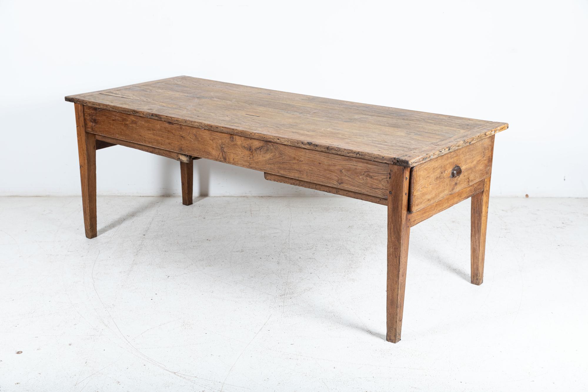 Large 19thC French Elm Farmhouse Refectory Table For Sale 6