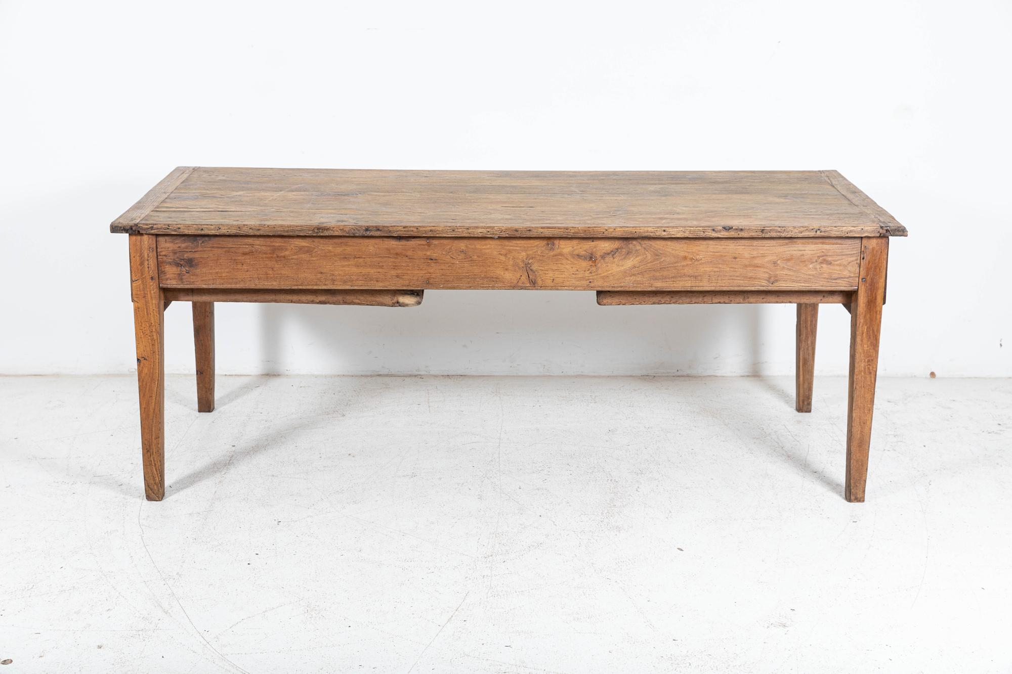 Large 19thC French Elm Farmhouse Refectory Table For Sale 9