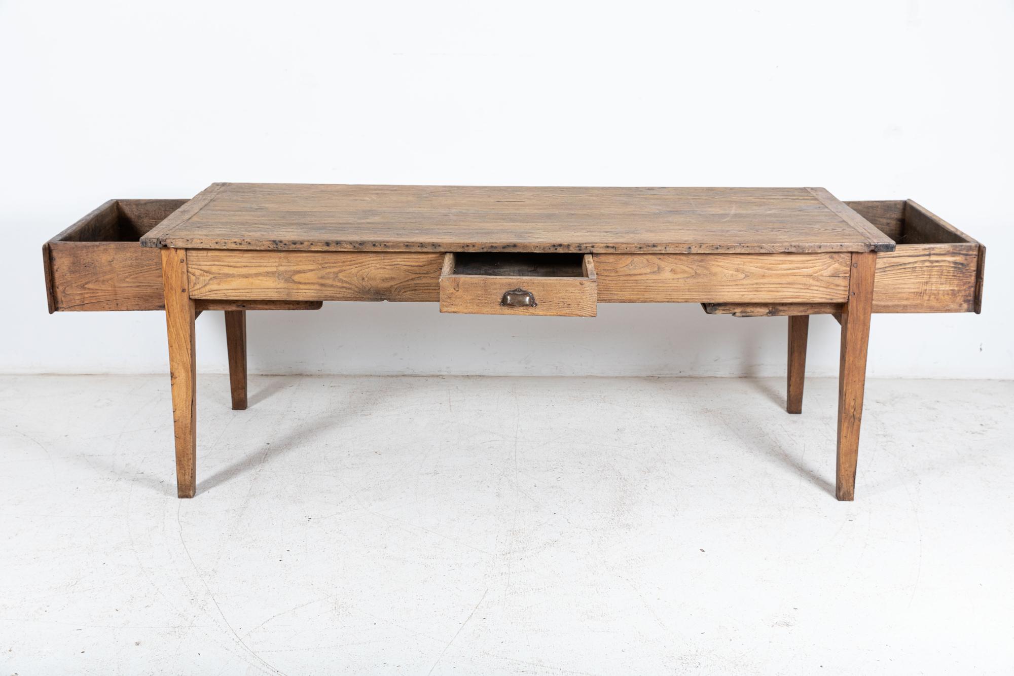 Large 19thC French Elm Farmhouse Refectory Table For Sale 10