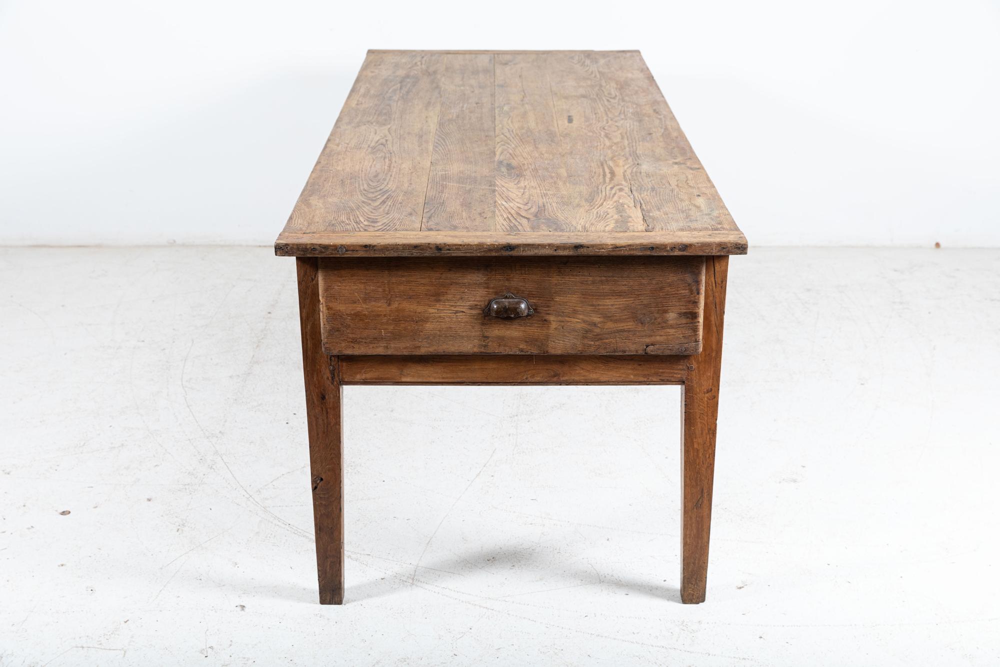 Large 19thC French Elm Farmhouse Refectory Table For Sale 1