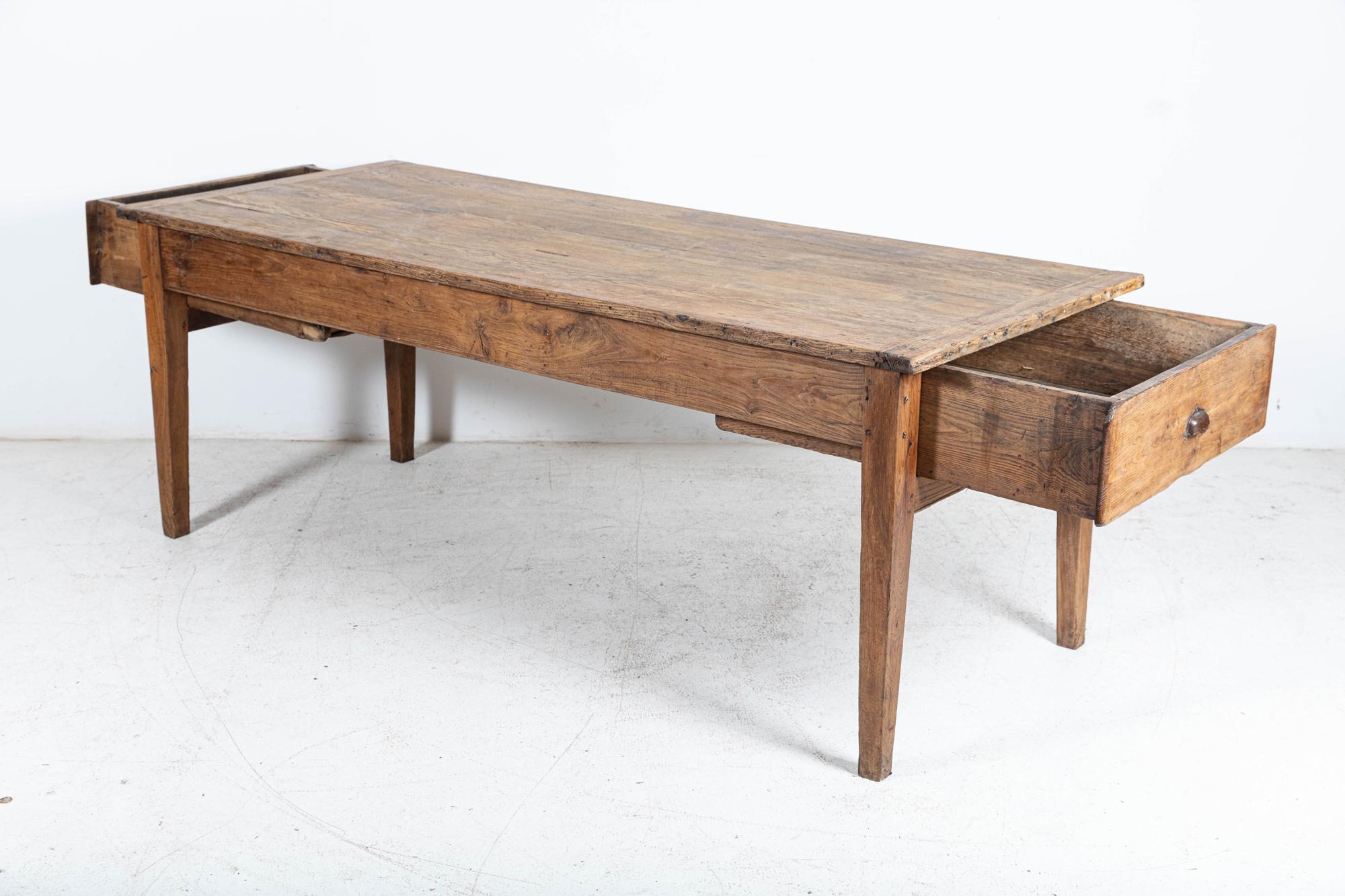 Large 19thC French Elm Farmhouse Refectory Table For Sale 2