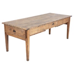 Retro Large 19thC French Elm Farmhouse Refectory Table