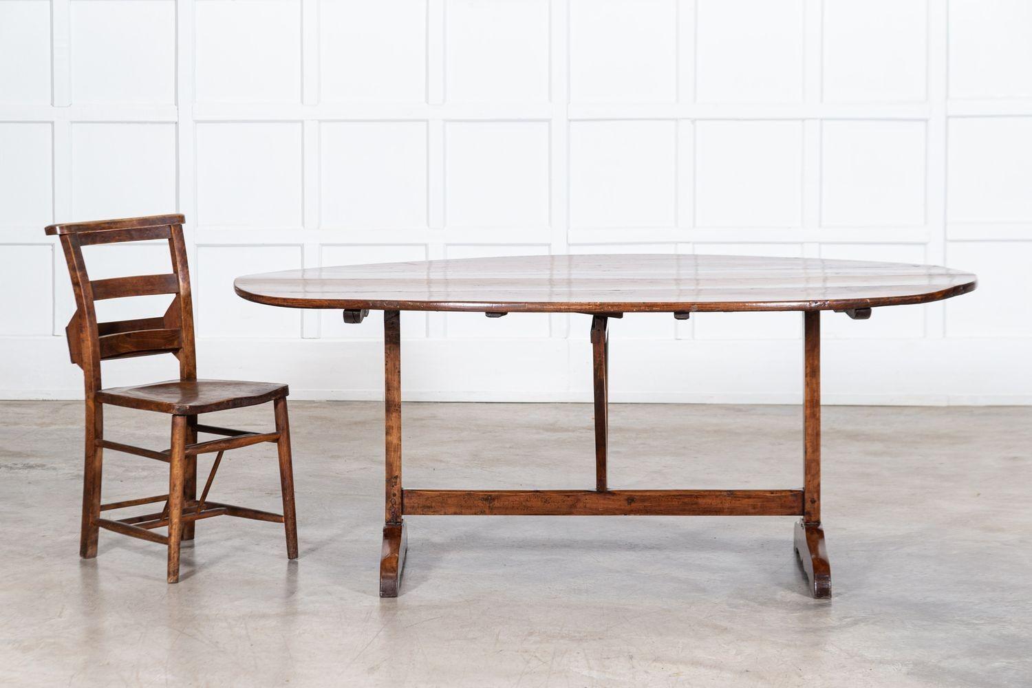 circa 1850
Large 19thC French Fruitwood Oval Vendange Dining Table
sku 1859
W180 x D117 x H71 cm
Weight 40 kg