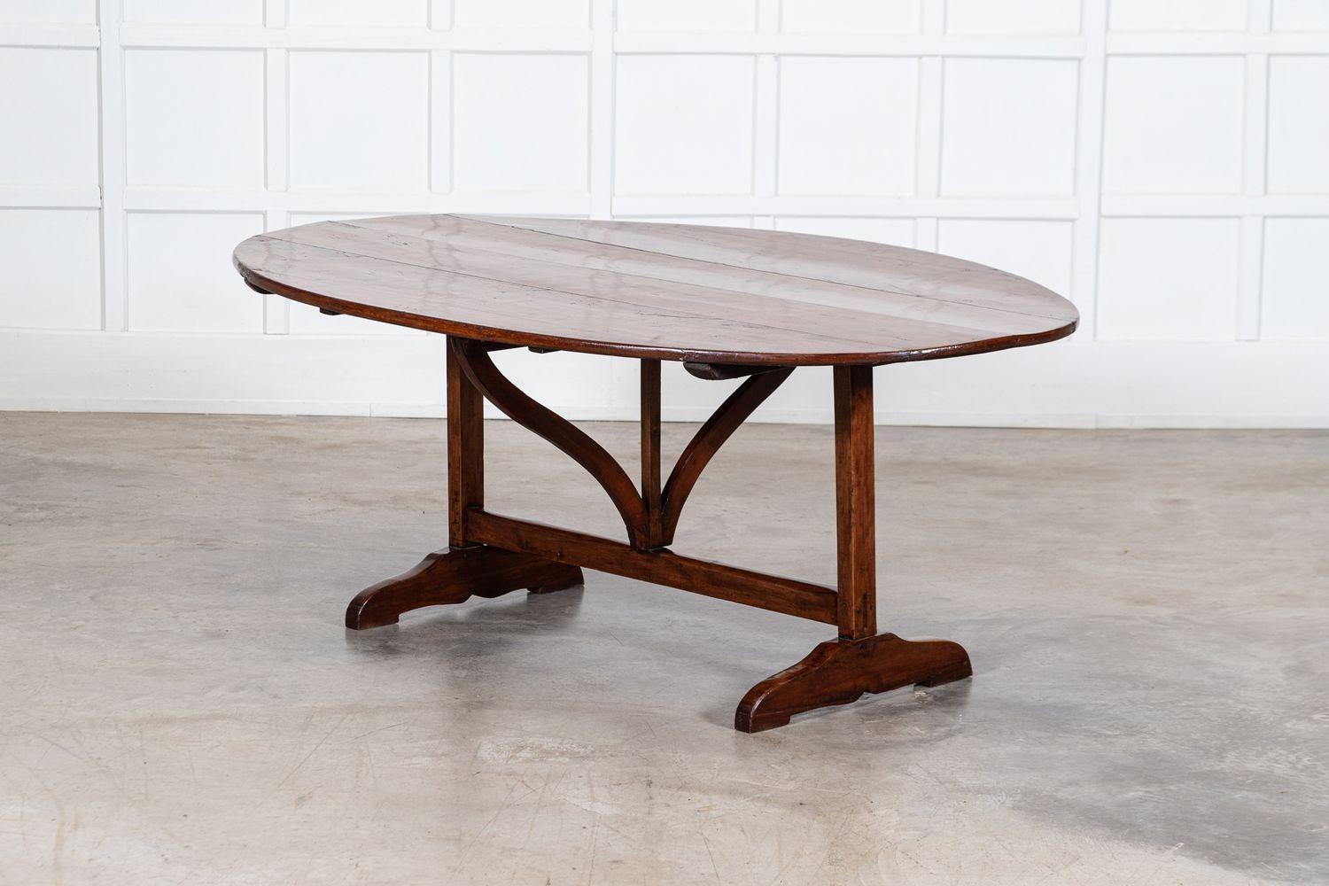 19th Century Large 19thC French Fruitwood Oval Vendange Dining Table