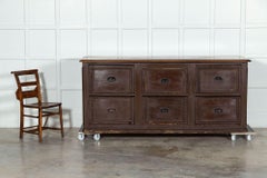 Grande cassetto da banco francese in mogano e pino dipinto del XIX secolo