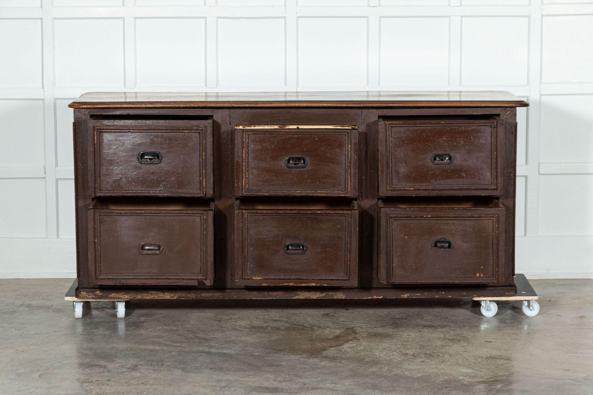Large 19thC French Mahogany & Pine Painted Counter Drawers For Sale 5