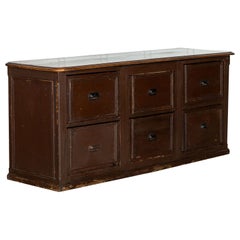 Large 19thC French Mahogany & Pine Painted Counter Drawers