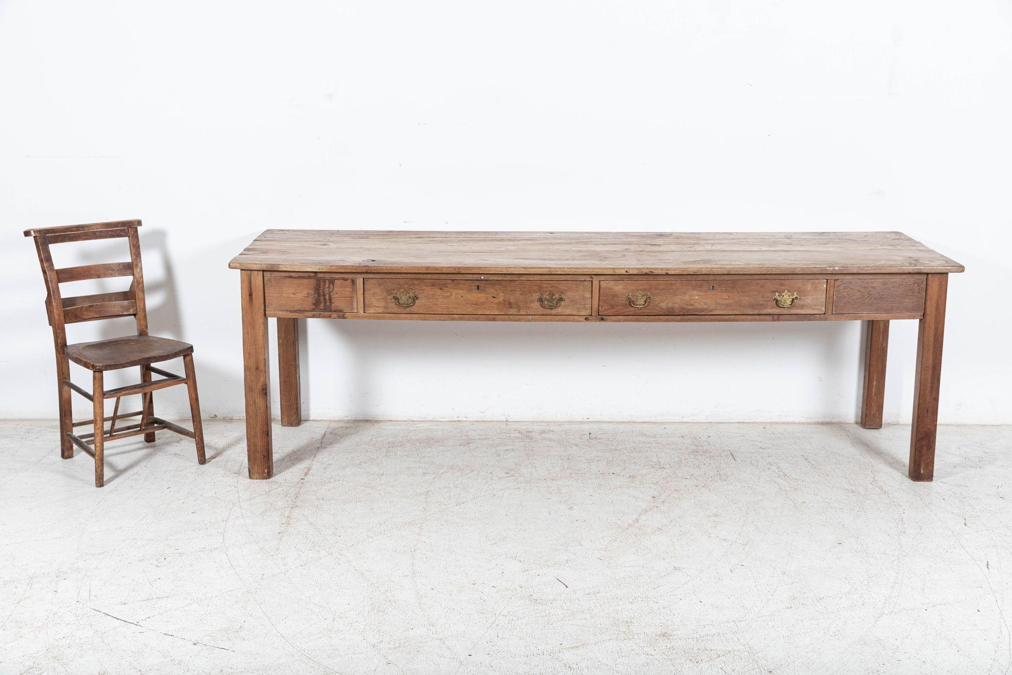 Large 19thC French Pine Farmhouse Table For Sale 5