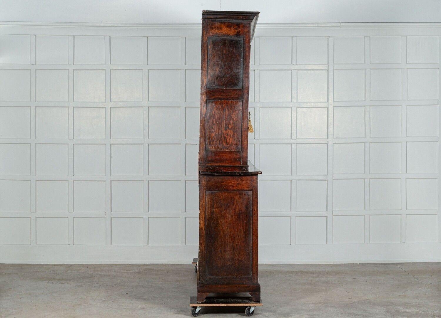 Large 19thC George III English Oak & Fruitwood Housekeepers Cupboard For Sale 3