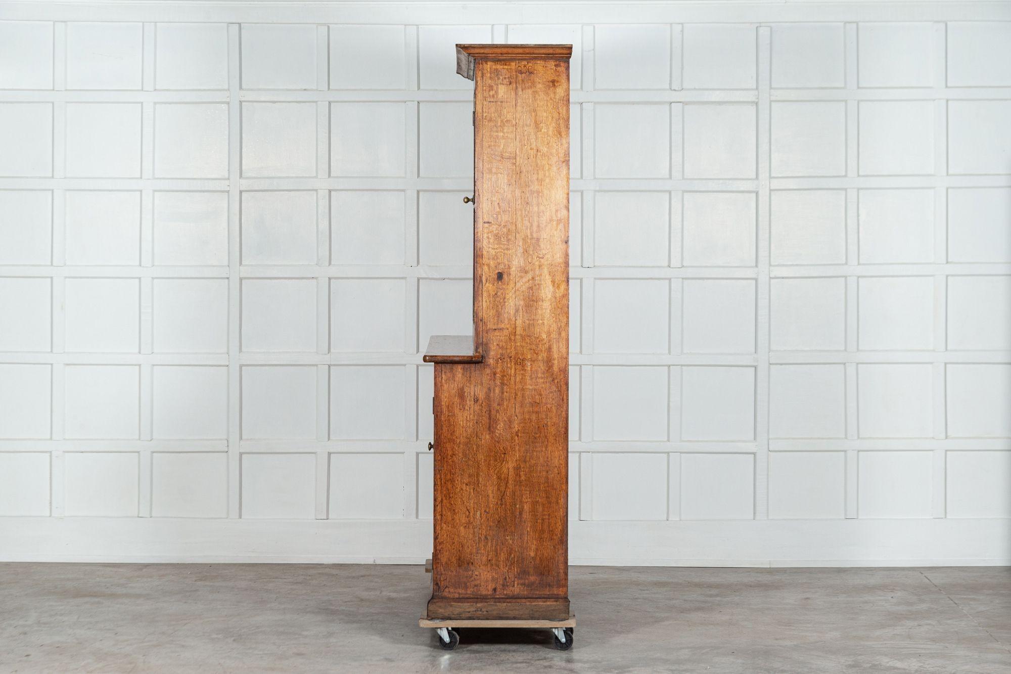 Large 19th century Glazed Oak Bookcase Dresser For Sale 3