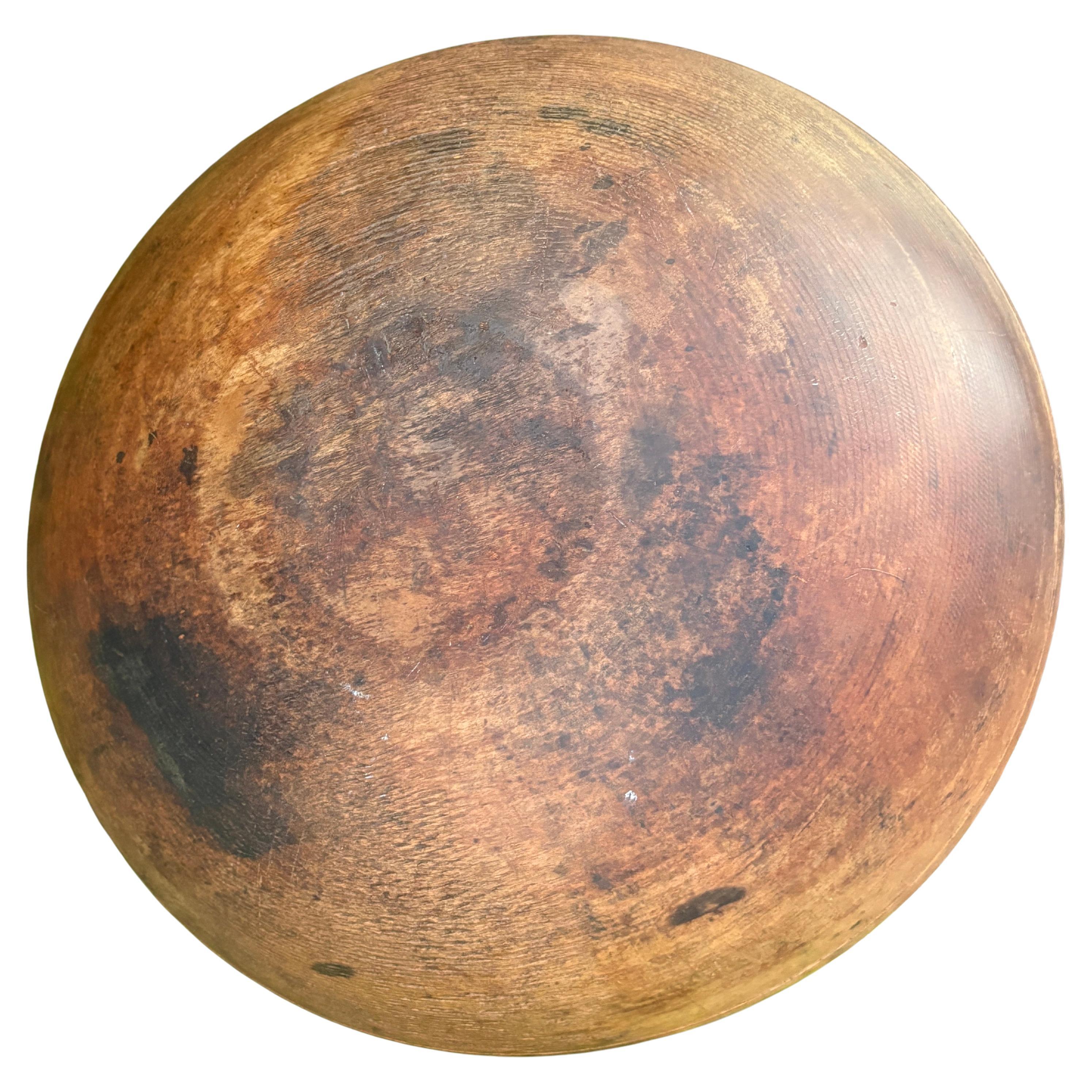 Large 19thc Hand Carved Butter Bowl For Sale