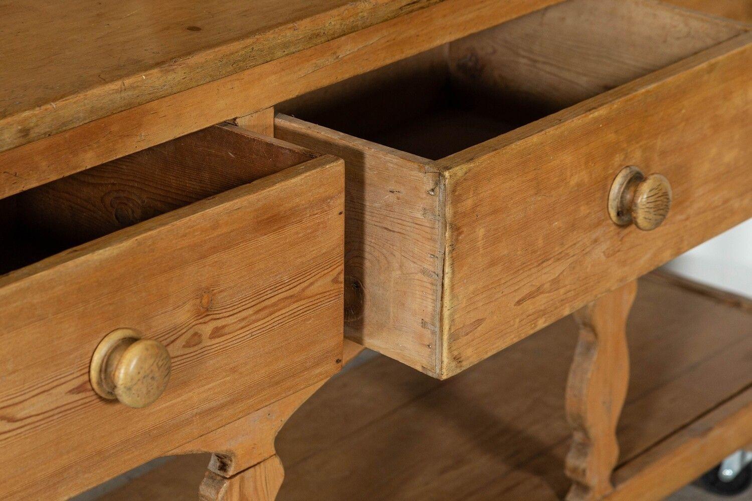 Large 19thC Irish Pine Potboard Dresser For Sale 7