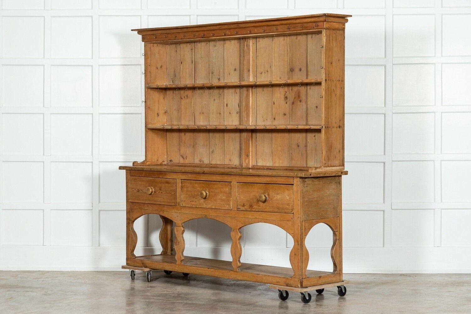 19th Century Large 19thC Irish Pine Potboard Dresser For Sale