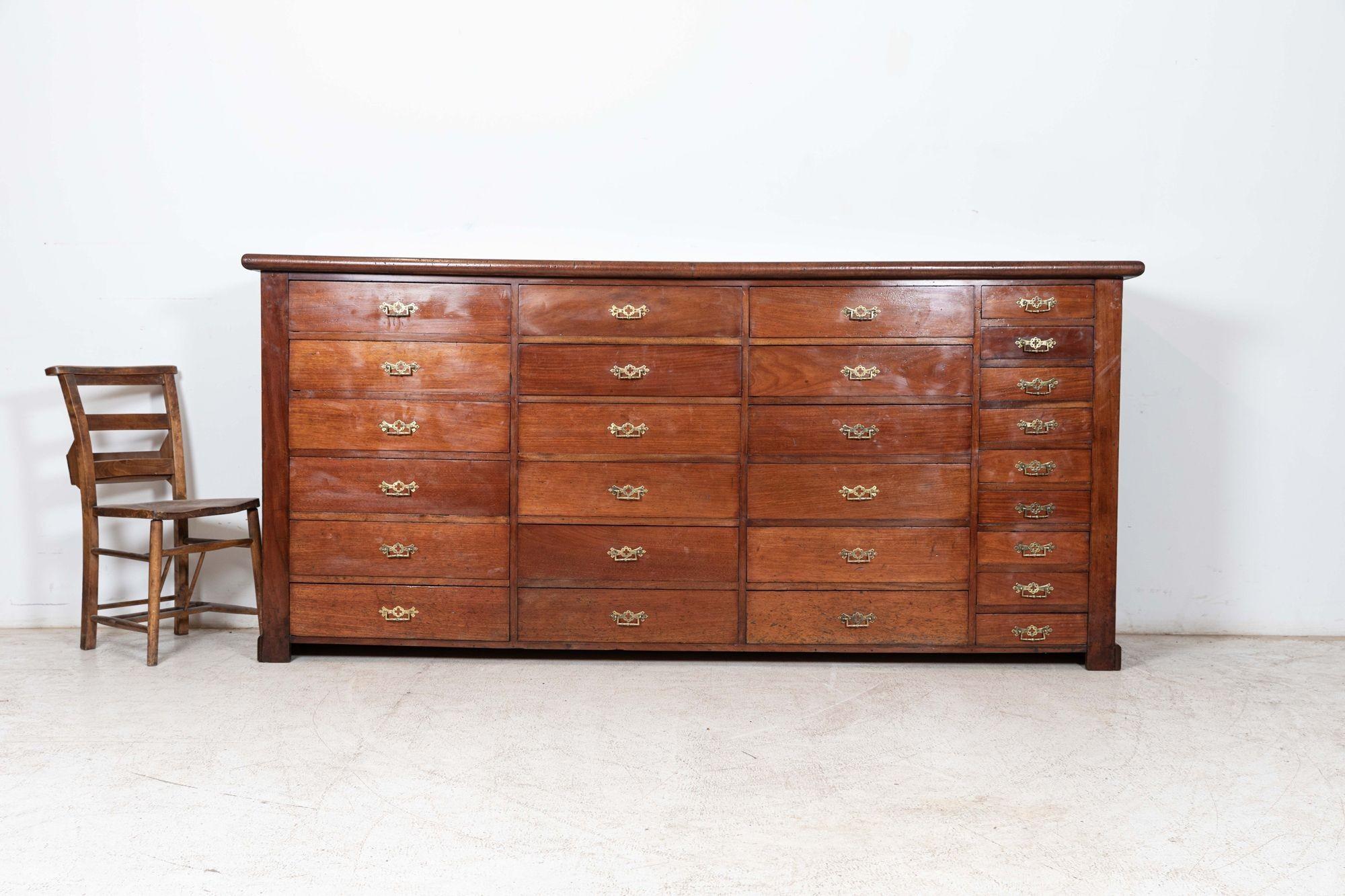 Large 19thC Mahogany Museum Bank of Drawers Cabinet In Good Condition For Sale In Staffordshire, GB