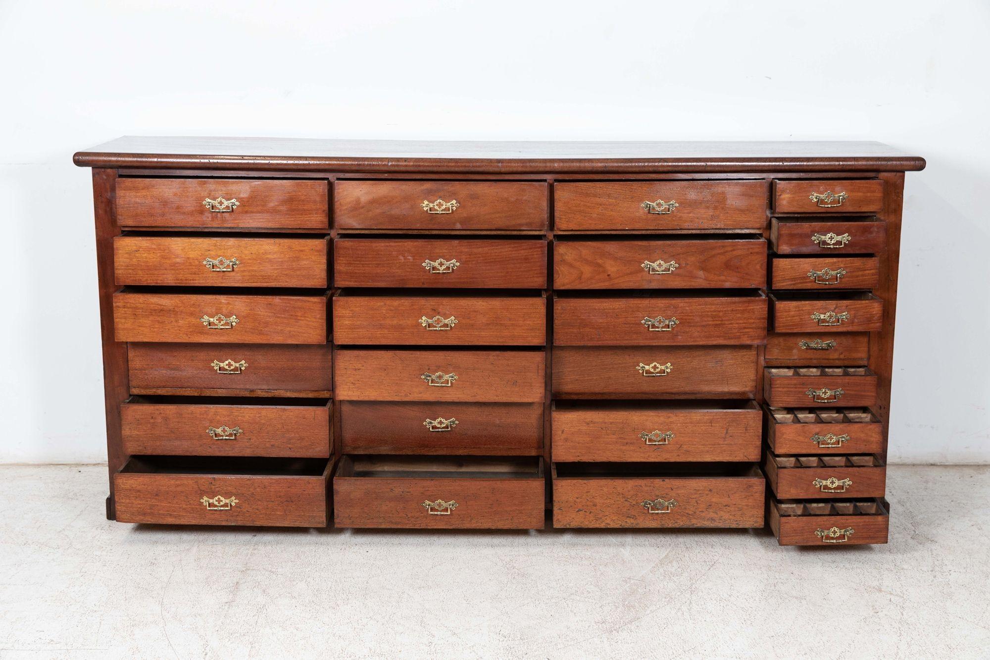 Mid-19th Century Large 19thC Mahogany Museum Bank of Drawers Cabinet For Sale