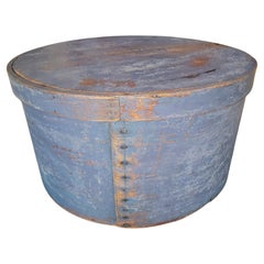 Large 19Thc Original Powder Blue Cheese Box / Pantry From New England