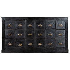 Large 19thC Welsh Ebonised Pine Haberdashery Drawers