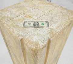 large 19x19 Square Faux Travertine 41" Tall Carved Geometric Decorative Pattern